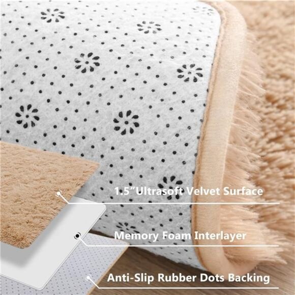 Super Soft ShaggyRug for Bedroom,4x5.9 FluffyCarpet for Living Room,Fuzzy Indoor - Picture 6 of 7